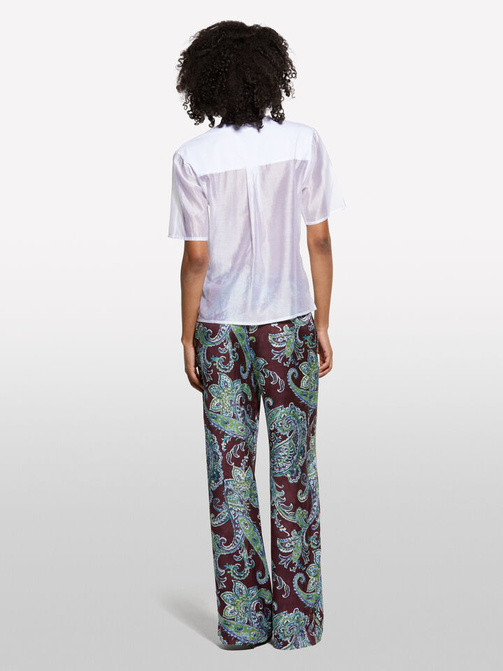 White t-shirt with sheer features - women's short sleeve t-shirts - White | Sisley image number 2